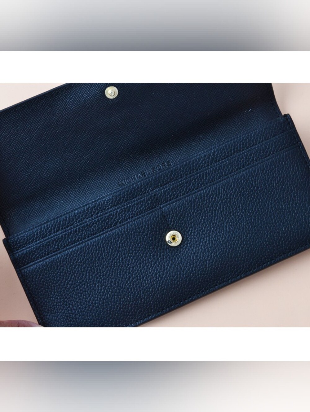 Michael Kors Black Hayes Flat Leather Wallet with Gold Logo NWT - Picture 3 of 4